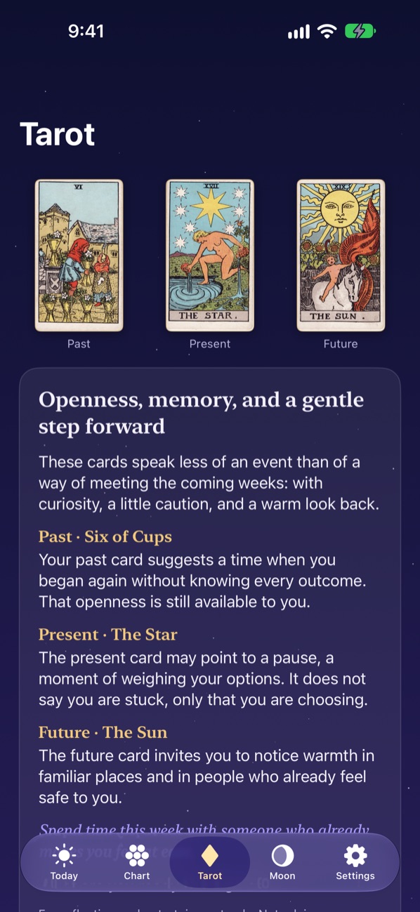 A three-card tarot reading with the classic 1909 card art